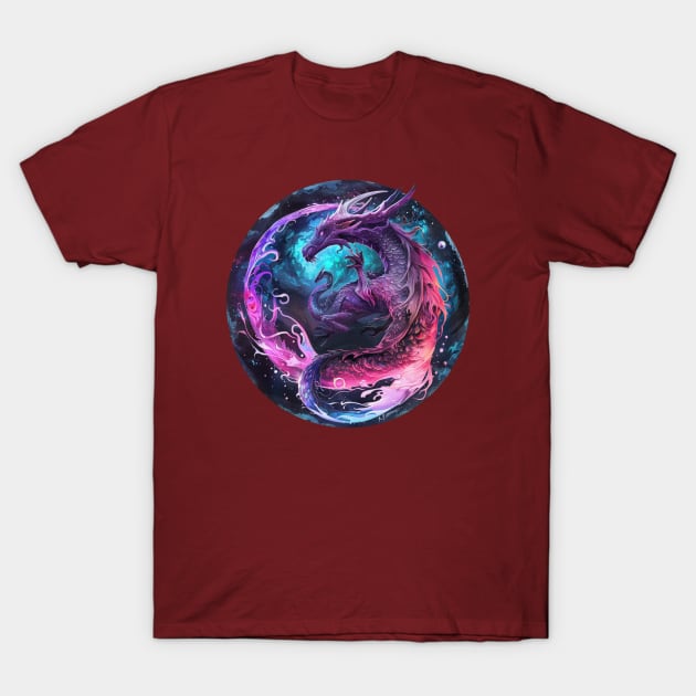 Celestial Serpent: Moonlit Dragon Emblem T-Shirt by SupportTrooper